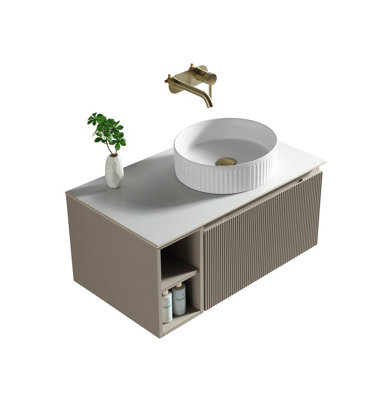 Flauto Soft Coffee Wall Hung Basin Vanity 800mm from B&Q