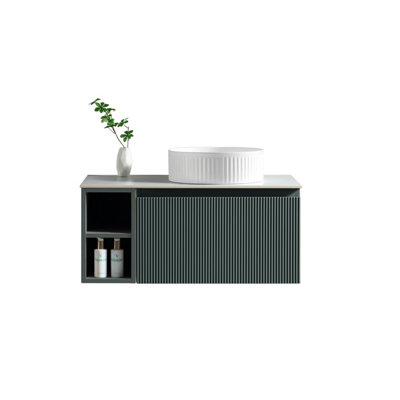Flauto Smoked Sage Wall Hung Basin Vanity 800mm from B&Q