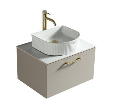Piatta Soft Coffee Wall Hung Basin Vanity 600mm from B&Q