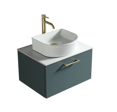 Piatta Smoked Sage Wall Hung Basin Vanity 600mm from B&Q