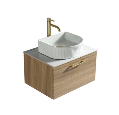 Piatta Oak Wall Hung Basin Vanity 600mm from B&Q