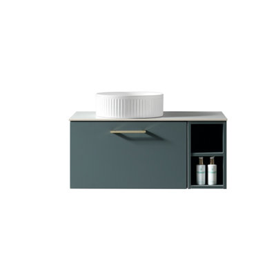 Piatta Smoked Sage Wall Hung Basin Vanity 800mm from B&Q