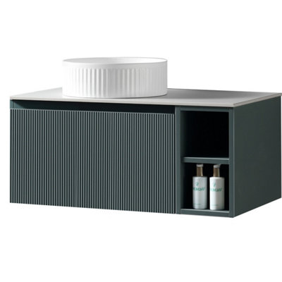 Flauto Smoked Sage Wall Hung Basin Vanity 800mm from B&Q