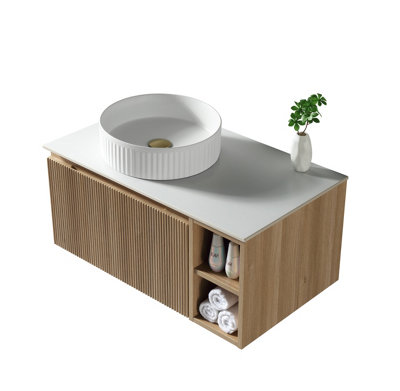Flauto Oak Wall Hung Basin Vanity 800mm from B&Q