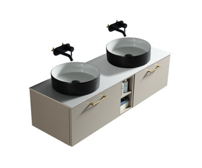 Piatta Soft Coffee Wall Hung Basin Vanity 1400mm from B&Q