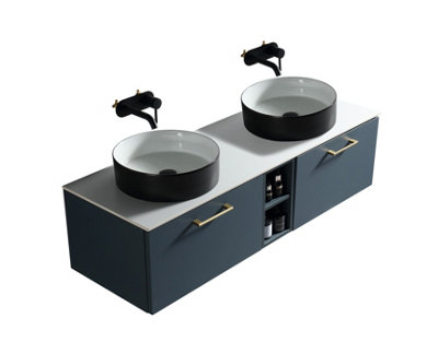 Piatta Midnight Wall Hung Basin Vanity 1400mm from B&Q