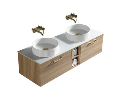 Piatta Oak Wall Hung Basin Vanity 1400mm from B&Q