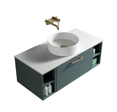 Piatta Smoked Sage Wall Hung Basin Drawer Vanity 1000mm from B&Q