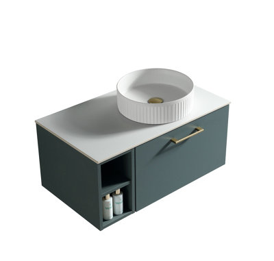 Piatta Smoked Sage Wall Hung Basin Vanity 800mm from B&Q