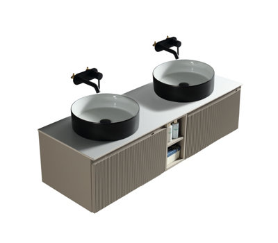 Flauto Soft Coffee Wall Hung Basin Vanity 1400mm from B&Q