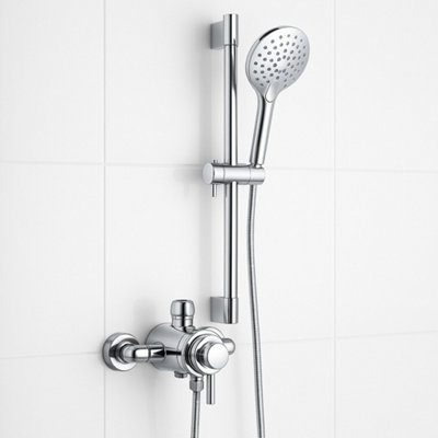 Conwy Chrome Traditional Thermostatic Shower Set from B&Q