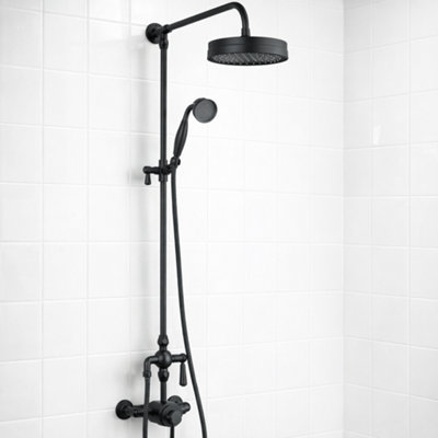 Beaumaris Black Traditional Thermostatic Shower Set from B&Q