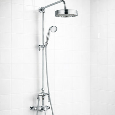 Beaumaris Chrome Traditional Thermostatic Shower Set from B&Q
