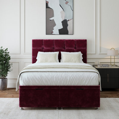 B&Q -  Aubergine Chenille Ottoman Divan Base King Size