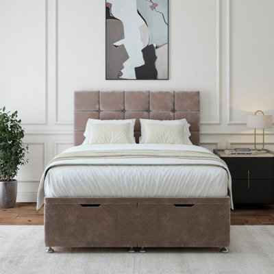 B&Q -  Silver Chenille Ottoman Divan Base Small Double