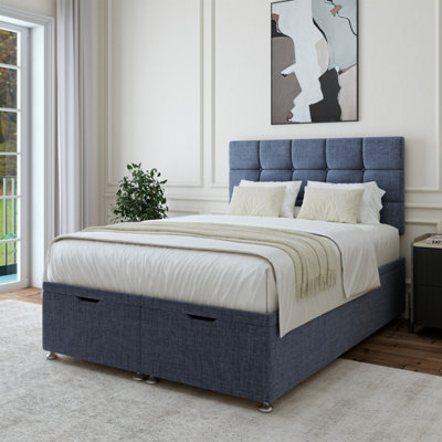 B&Q -  Midnight Linen Ottoman Divan Base And Square Headboard Single