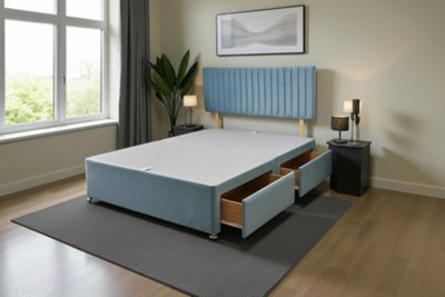 Knight Sleep Emily Sky Plush 5Ft Divan Bed Base With 4 Drawers & HeadboardKing Size
