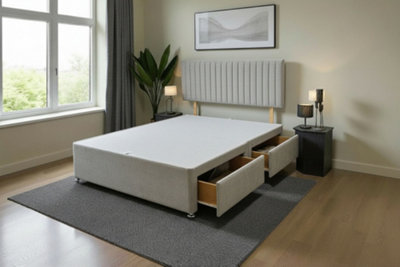 Knight Sleep Emily Silver Plush 5Ft Divan Bed Base With 4 Drawers & HeadboardKing Size