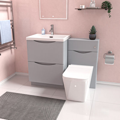 Nes Home 600mm Freestanding Vanity CabinetWc & Square Btw Toilet Set from B&Q