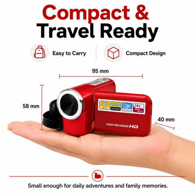 Blucore 1080P Hd Camcorder With Flip Screen & 16X Zoom