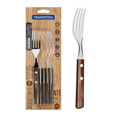 B&Q -  6 Piece Wooden Handle Table Forks Set