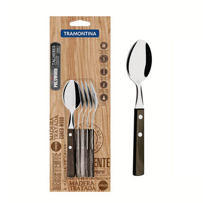 B&Q -  6 Piece Wooden Handle Teaspoons Set