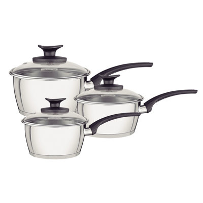 Tramontina 3 Piece Stainless Steel Saucepan Set - Silver - 1.5L, 2.2L, 2.7L - Image 5