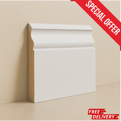  - Ogee Mdf Skirting Board (L) 2400mm (H) 120mm (W) 17mm Undercoated  With Smooth Fully FinishedPack Of 5