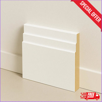  - Stepped Mdf Skirting Board (L) 2400mm (W) 120mm (T) 17mm Undercoated With Smooth FinishPack Of 5