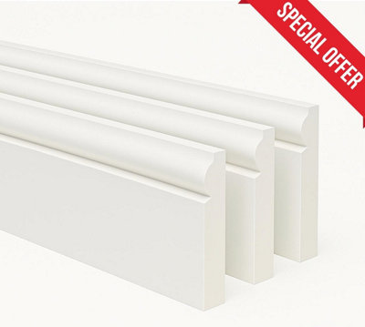  - Torus Mdf Skirting Board (L) 1200mm (H) 120mm (T) 17mm Undercoated With Smooth Fully Finish