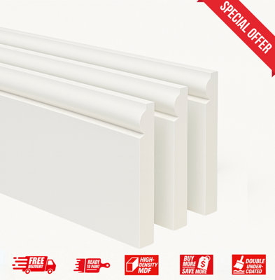  - Torus  Mdf Skirting Board (L)2400mm(H)138mm(T)17mm -Fully Finished- No Painting Required-Pack Of 5- Special Discounted Price.