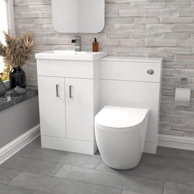 B&Q -  1000mm Freestanding White Basin Vanity & Back To Wall Toilet