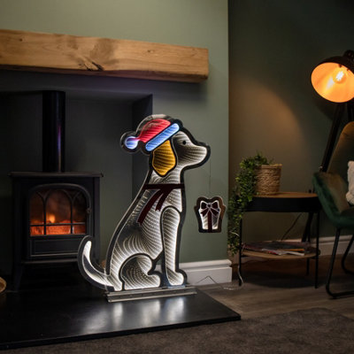 78cm Infinity Light up Standing Dog Christmas Decoration with Warm ...