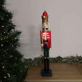 78cm LED Battery Operated Indoor Christmas Wooden Nutcracker Decoration