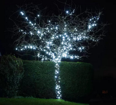 Xample Lights4You 66Ft (20M) Outdoor String Lights, 120 Led Ice White, Weatherproof Ip67, Dark Green Cable