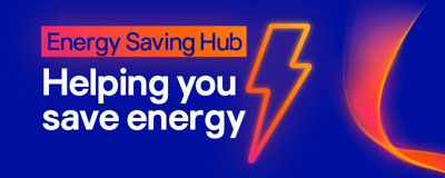 This image is a logo for the Energy Saving Hub, a service or organisation dedicated to helping people save energy. The logo features the text "Energy Saving Hub" in orange and "Helping you save energy