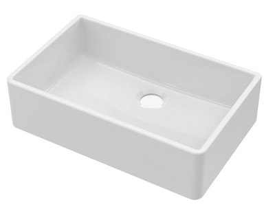 795mm - Fireclay Single Bowl Butler Kitchen Sink - No Overflow &  No Tap Hole