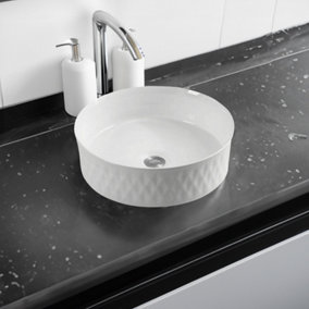 7981 Ceramic Vert Round Countertop Basin with Texture Effects