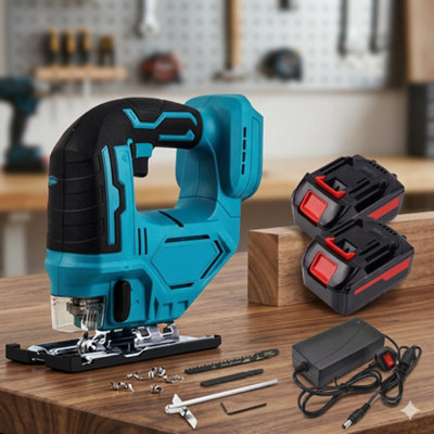 21V Cordless JigsawElectric Woodworking Jig Saw With 2 Batteries For Cutting Wood And Diy Projects from B&Q