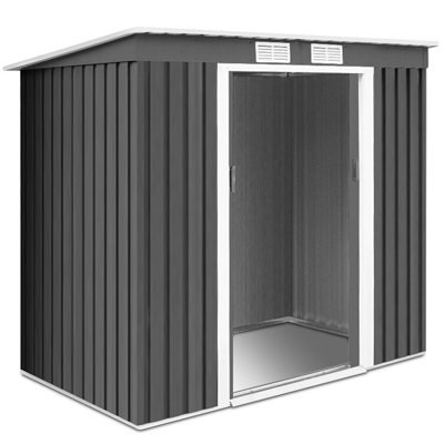 Costway 7Ft X 4Ft Outdoor Storage Shed Large Tool Utility Storage House W/ Sliding Door