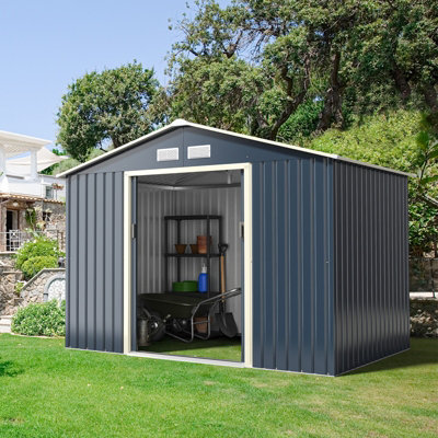 Costway 9.1 X 6.3 Ft Outdoor Storage Shed Large Organizer House Double Sliding Door