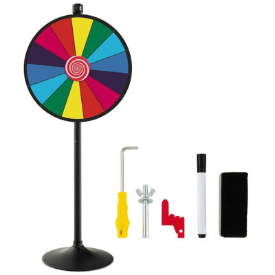 Costway 60Cm Color Prize Wheel 2 In 1 Height Adjustable Roulette Spinning Game 12 Slots