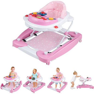 Costway 6 In 1 Anti-Rollover Toddler Walker - Pink