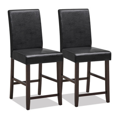 Costway Set Of 2 Bar Stools Pu Upholstered Bar Counter Height Chair Kitchen Dining Chair