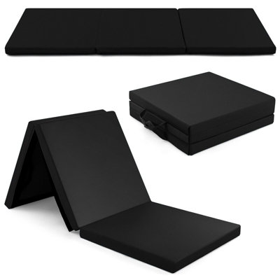 Costway 6Ft Folding Gymnastics Mat 5Cm Thick Foam Non-Slip Yoga Mat-Black