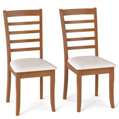 Costway Set Of 2 Wooden Dining Chair High Back Kitchen Side Chair W/ Rubber Wood Legs