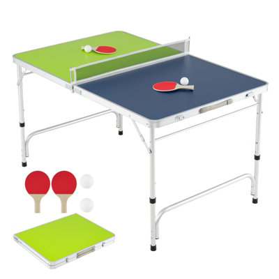 Costway Portable Ping Pong Table Foldable Mini Table Tennis Set W/2 Paddles