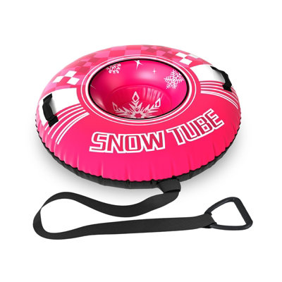Costway Inflatable Snow Tube 107 Cm Snow Sledding Tube With Detachable Tow Strap-Pink