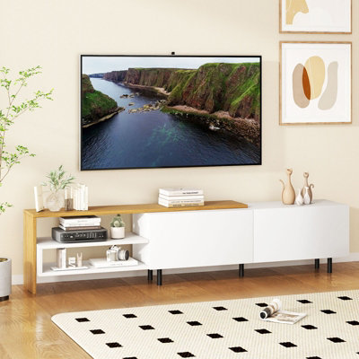 Costway Tv Stand For 80 Inches Tvs 181Cm Long Entertainment Center With Storage Shelves