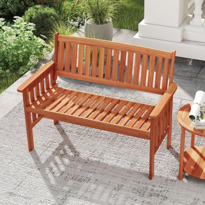 Costway Wood Garden Bench 2-Person Patio Park Bench With Backrest